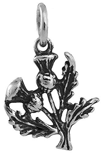 Sterling Silver Scottish Thistle - Small  3D Double Sided - -Charm Only or Necklace-