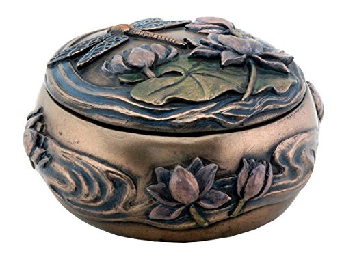 Dragonfly with Flowers Art Nouveau Design Jewelry Holder Box