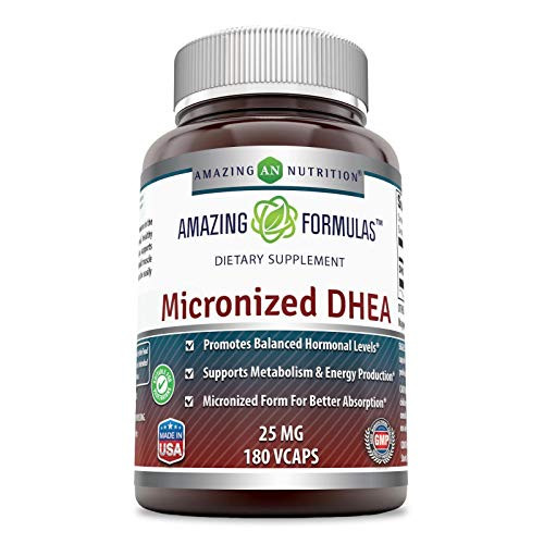 Amazing Formulas Micronized DHEA Dietary Supplement - 25mg Pure - 180 Capsules Per Bottle -Non-GMO Gluten Free- - Dehydroepiandrosterone Vitamin Capsules for Men  and  Women