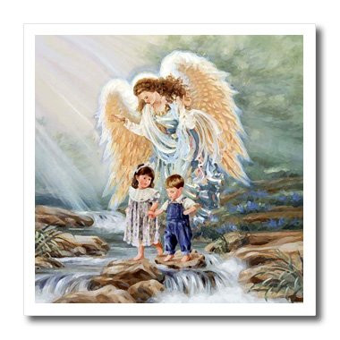 3dRose ht_4667_2 Guardian Angel Iron on Heat Transfer for White Material, 6 by 6-Inch
