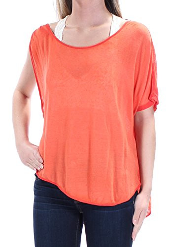 We The Free Womens Pluto Linen Blend One Shoulder T-Shirt Red XS