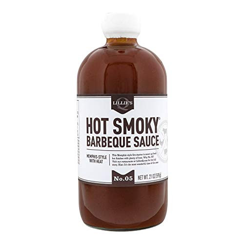 Lillie s Q - Hot Smoky Barbeque Sauce  Gourmet BBQ Sauce  Sweet Brown Sugar BBQ Sauce with Spicy Cayenne  Mild Smoky Flavor  All-Natural Ingredients  Made with Gluten-Free Ingredients -21 oz-