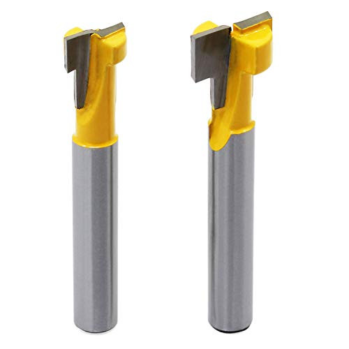 AuSL 2Pcs 1 4inch  Shank T-Slot Cutter Steel Handle 3 8inch   and  1 2inch  Woodworking Router Bit for Power tools