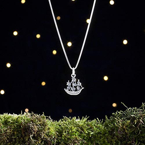 Sterling Silver Pirate Ship - Small  3D Double Sided - -Charm Only or Necklace-
