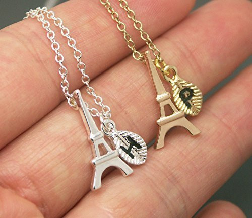Eiffel Tower Necklace  Personalized Initial Necklace  Eiffel Tower Paris MP012