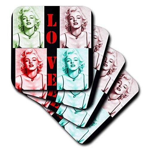 3D Rose Love Marilyn Monroe Soft Coasters, Multicolor