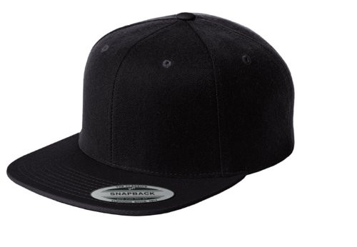 Sport-Tek Men_s Flat Bill Snapback Cap  Black