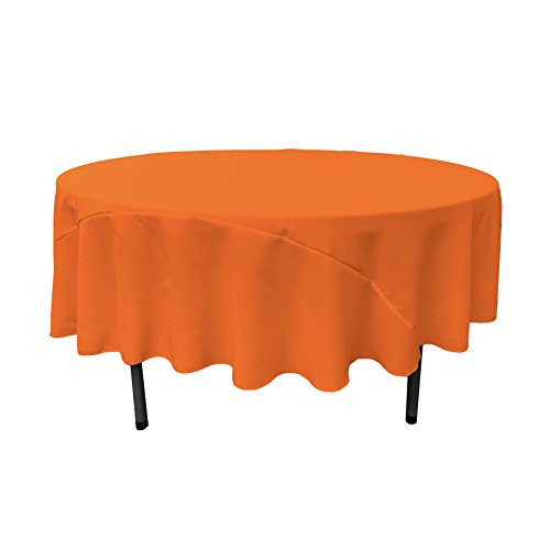 LA Linen 90-Inch Round Polyester Poplin Tablecloth, Orange
