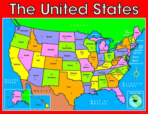 Carson Dellosa U S Map Chart -6245-