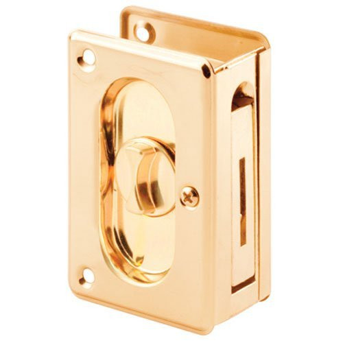 Slide-Co 162779 Pocket Door Privacy Lock with Pull, 3-3/4-Inch, Polished Brass