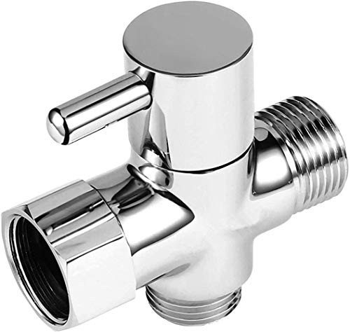 SADALAK T-Adapter Valve with Shut-Off Diverter Valve Bathroom Shower Brass 3-Way Shower Diverter Valve Hand Shower System Components Polished Brass Chrome -Plated