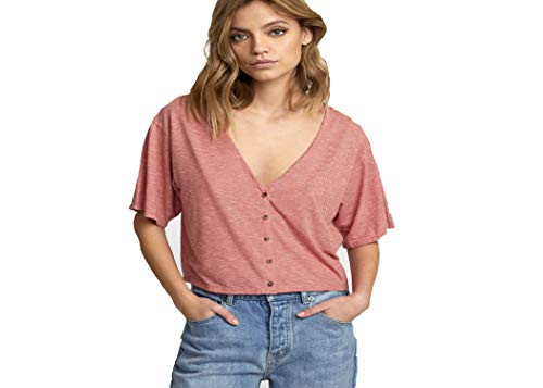 RVCA Women_s CHALKED TOP  Pompei RED  XS