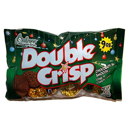 Palmer -1- Bag Double Crisp Round Disc Coin Shaped Candy Pieces - Chocolaty _N Smooth Crisp _N Crunchy - Holiday Designs - Net Wt. 9 oz