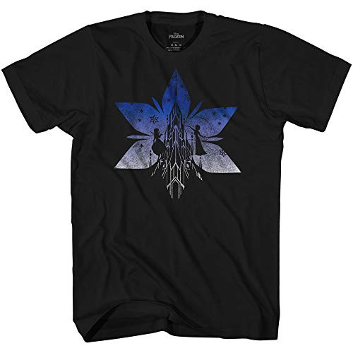 Disney Frozen 2 Castle Silhouette Anna Elsa Adult Graphic T-Shirt-Black Medium- Disney Frozen 2 Castle Silhouette Anna Elsa Adult Graphic T-Shirt-Black Medium-