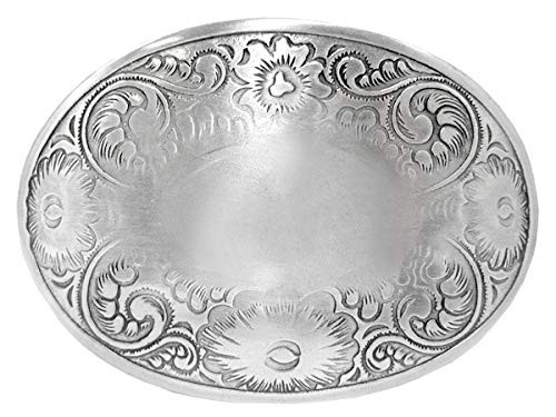 Antique Silver Finish Floral Engraved Western Belt Buckle