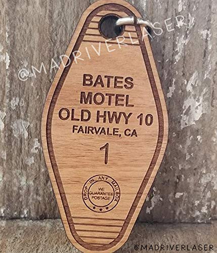 Bates Motel - Retro Wood Hotel Key Chain  Vintage Key Tag