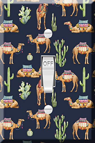 Toggle Wallplate  Single Light Switch Cover Plate - Watercolor pattern with camel and cactus