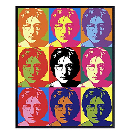 John Lennon Wall Art Print - 8x10 Andy Warhol Style Pop Art Poster Picture - Contemporary Home Decor  Room Decoration - Cool Unique Gift for Beatles Music Fans - Unframed Photo