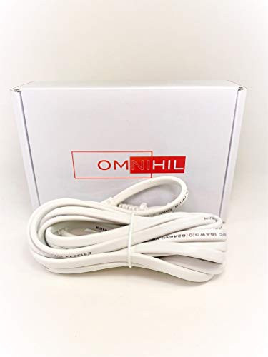 -UL Listed- OMNIHIL White 10FT 2 Prong Polarized Flat Square Power Cord Compatible with Bose CineMate 10