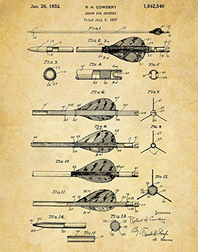 Archery Arrow Patent Wall Art Print - one -11x14- Unframed - wall art decor for an archer