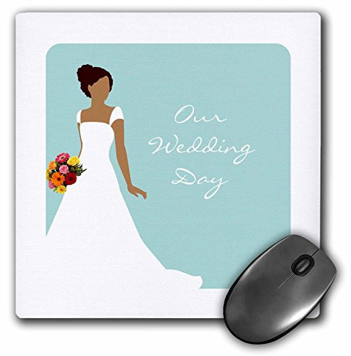 3dRose LLC 8 x 8 x 0.25 Inches Mouse Pad, Here Comes The Bride, African American Bride Pink (mp_165868_1)