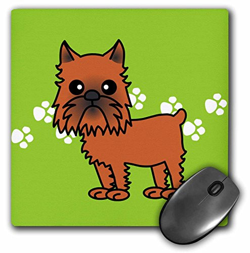 3dRose LLC 8 x 8 x 0.25 Inches Mouse Pad, Cute Brussels Griffon Cropped Ears Green with Pawprints (mp_31201_1)