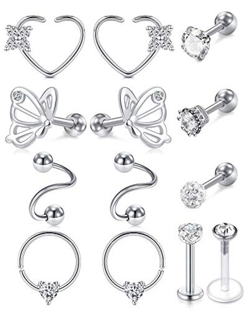 Anicina Tragus Earring for Women Cartilage Earring Stud Flat Back Tragus Helix Piercing Jewelry Cartilage Earrings Hoop Silver Lip Studs Labret Jewelry Anicina Tragus Earring for Women Cartilage Earring Stud Flat Back Tragus Helix Piercing Jewelry Cartilage Earrings Hoop Silver Lip Studs Labret Jewelry