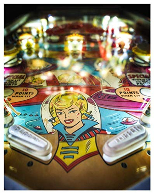 Antique Pinball Machine Fine Art Print - 11x14 Unframed Photo Wall Art - Poster Gift for Vintage Pinball Fans and Arcade Machine Fans. Perfect for the Home  Game Room or Dorm Decor- Gift Under 15