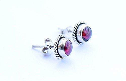925 Sterling Silver Natural Garnet Stud Post Earring Gemstone Earring 6 MM Round Girl Women Gift 925 Sterling Silver Natural Garnet Stud Post Earring Gemstone Earring 6 MM Round Girl Women Gift
