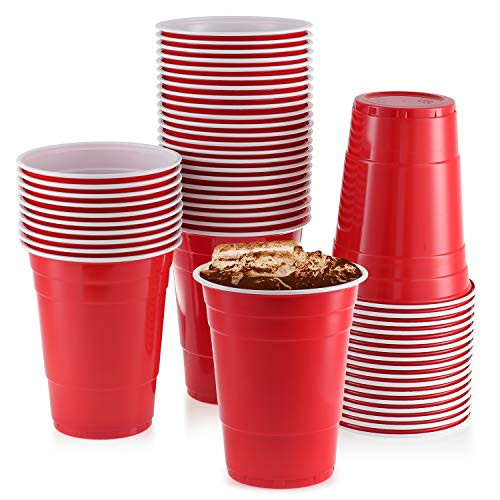 Red Plastic Cups  -50 Pack- 16 Oz Party Cup Disposable Cup Big Birthday party Cups