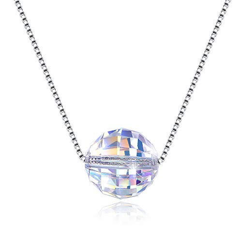 Aigemi 925 Sterling Silver Crystal Pendant Necklace Fashion Jewelry Necklace for Women Gifts for Women -Round- Aigemi 925 Sterling Silver Crystal Pendant Necklace Fashion Jewelry Necklace for Women Gifts for Women -Round-