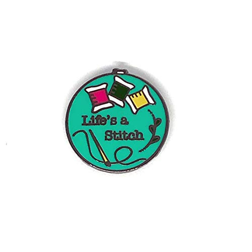 Life_s a Stitch Embroidery Hoop Enamel Needle Minder