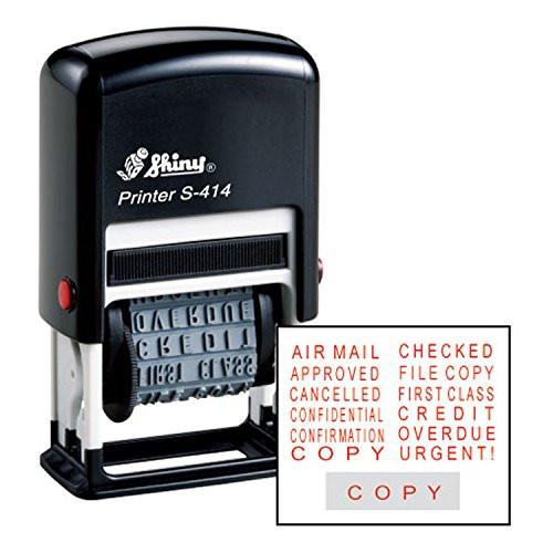 Shiny Self-Inking Rubber Stock Phrase Stamp - RED Ink - S-414 -42518-R-