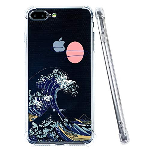 iPhone 8 Plus Case  iPhone 7 Plus Clear Case  Tokyo Wave Clear iPhone Case Girls Women Soft Flexible TPU Bumper Shockproof Transparent Protective Arts Cover Case for iPhone 7 Plus 8 Plus