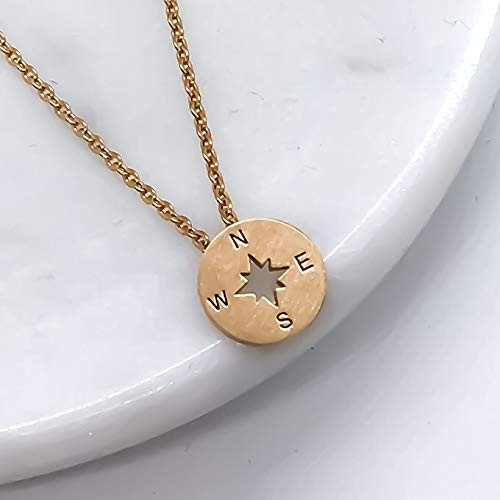 Rose Gold Tone Tiny Compass Pendant 