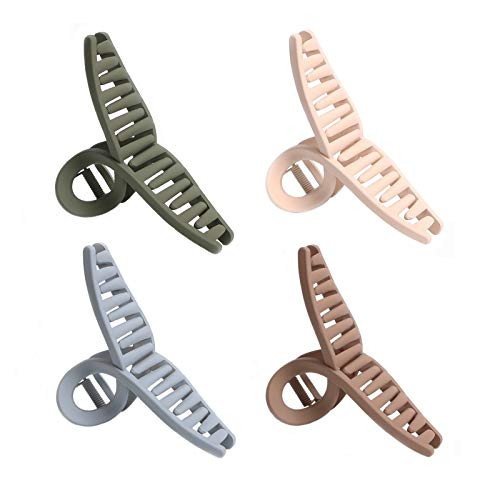 Hair Claw Clips 4 Pcs Matte Plastic Hair Claw Clips Nonslip Large Claw Clip for Women and Girls Long Hair Large Jaw Hair Clips Strong Hold for Thick And Thin Hair