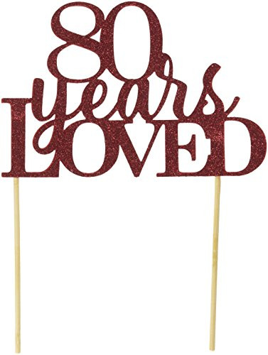 All About Details Red 80-Years-Loved Cake Topper