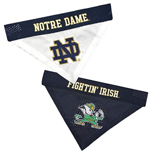 Pets First ND-3217-S-M NCAA Notre Dame Fighting Irish Reversible Bandana for Dogs  and  Pets  Small Medium