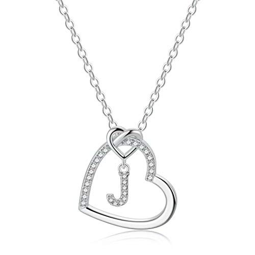 Silver Initial Heart Necklaces for Girls CZ Heart Pendant Initial J Necklaces for Teen Girls Women Dainty Letter Necklace for Women Girls Jewelry Cute Heart Necklace Kids Jewelry for Girls Gifts Silver Initial Heart Necklaces for Girls CZ Heart Pendant Initial J Necklaces for Teen Girls Women Dainty Letter Necklace for Women Girls Jewelry Cute Heart Necklace Kids Jewelry for Girls Gifts