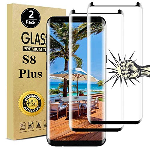 ?2 Pack?Galaxy S8 Plus Screen Protector  Full Coverage Bubble-Free 9H Scratch-Resistant HD Clear 3D Curved Dot Matrix Tempered Glass Screen Protector for Samsung S 8 Plus