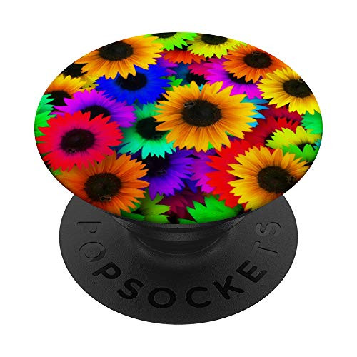Sunflower Pop socket Colorful Flowers Floral Yellow Blue Red PopSockets Grip and Stand for Phones and Tablets