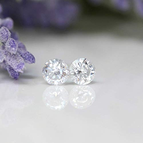 Plastic Post Cubic Zirconia Earrings  Metal Free 8mm Clear