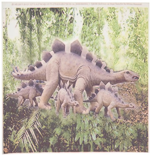 3dRose ht_4098_1 Dinosaurs-Iron on Heat Transfer for White Material, 8 by 8-Inch