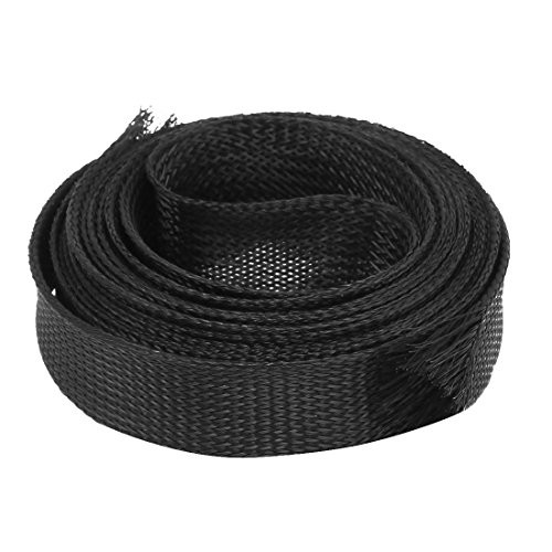 uxcell Nylon Mesh Rigging Conduit Flex Expandable Sleeving 4M Long 22mm Wide Black