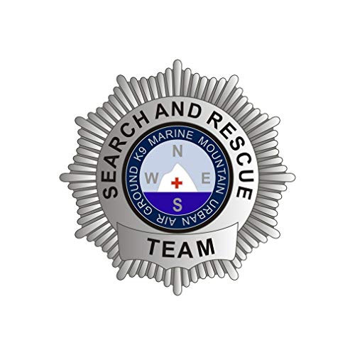 Search and Rescue Reflective Badge Decal SAR Sticker - S 04 Black  Silver