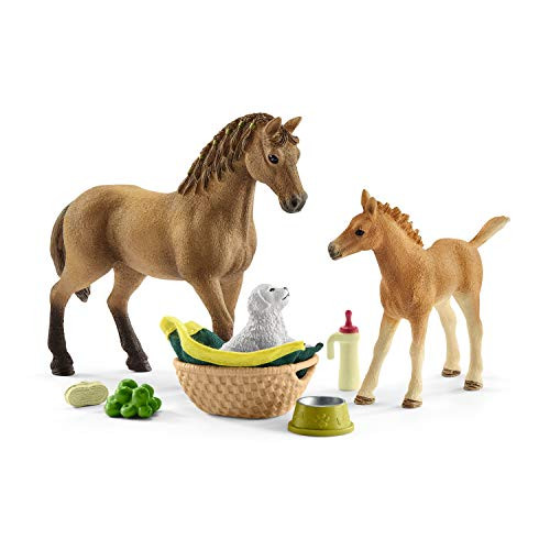 Schleich Horse Club Sarah's Baby Animal Care Figurine Toy Play Set, Multicolor