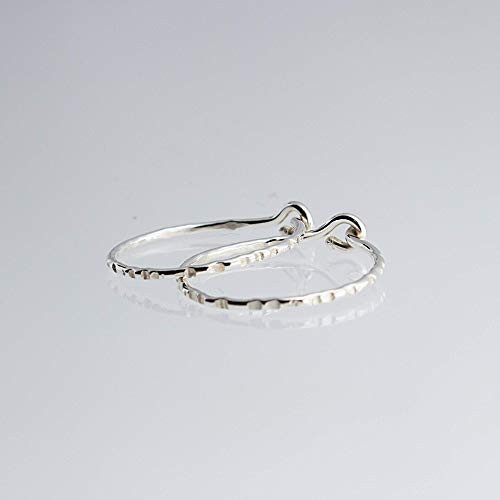 Small Thin 9mm Sterling Silver Hoop Earrings Handmade Hammered Grooved