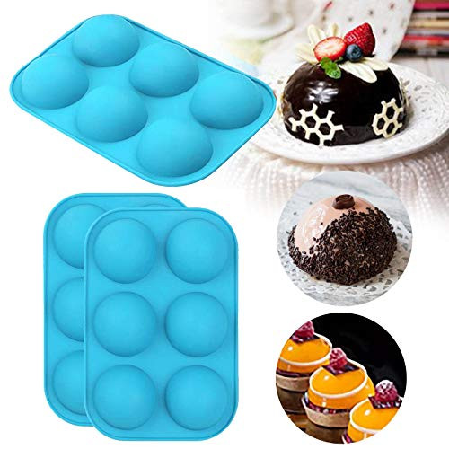 U-N Hemispherical Silicone Mold Baking Mold for Making Hot Chocolate Bomb  Cake  Jelly  Dome Mousse - 2inch  6 Holes-2Pcs