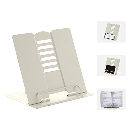 MSDADA Desk Book Stand Metal Reading Rest Book Holder Adjustable Cookbook Documents Holder Portable Sturdy Bookstands for Recipes Textbooks Tablet Music Books with Page Clips -Milky White- MSDADA Desk Book Stand Metal Reading Rest Book Holder Adjustable Cookbook Documents Holder Portable Sturdy Bookstands for Recipes Textbooks Tablet Music Books with Page Clips -Milky White-