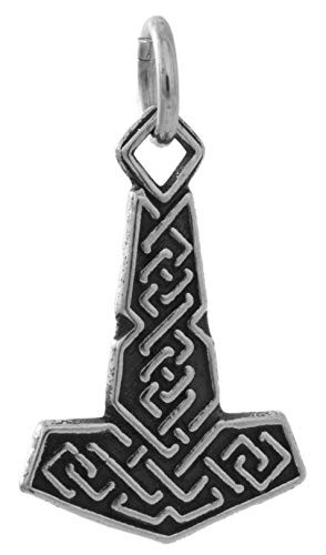 Sterling Silver Celtic Thor_s Hammer  Dwarven Style Mjölnir - SMALL  Double Sided - -Charm Only or Necklace-